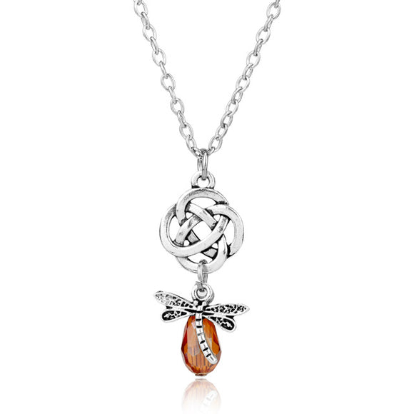 Celtic Knot & Dragonfly Pendant & Chain
