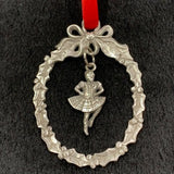 Pewter Christmas Ornament - Oval Wreath