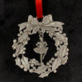Pewter Christmas Ornament - Wide Wreath