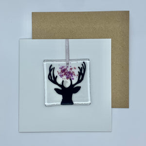 Scottish Stag Glass Ornament on Greeting Card